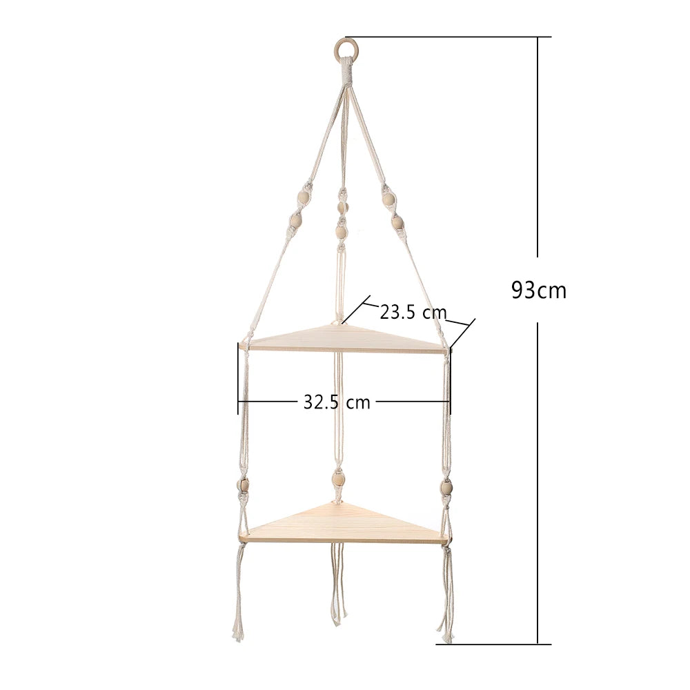Mensola in legno a 1/2/3 Piani - Supporto per angolo con design triangolare