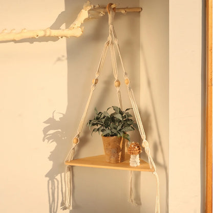 Mensola in legno a 1/2/3 Piani - Supporto per angolo con design triangolare